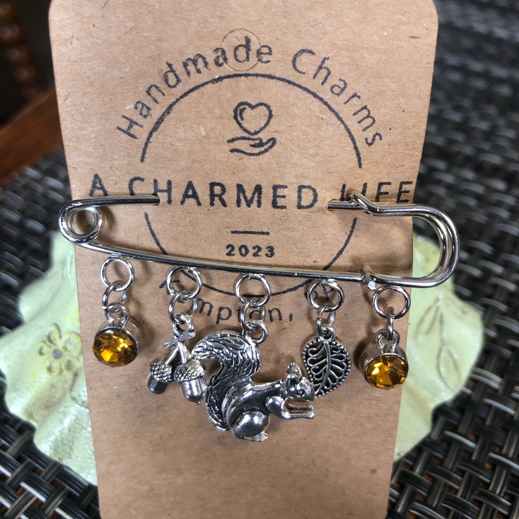 Nwt, Handmade By A Charmed Life. Silver Pin With Woodland Creatures